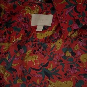 J. Crew Red Pajama Set with Floral and Leopard Print